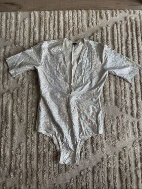 Silver Holographic One-Piece Bodysuit
